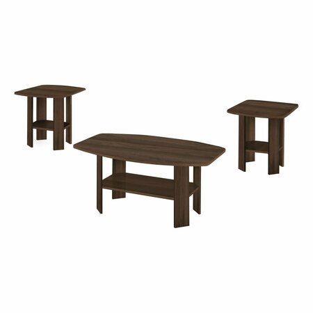 MONARCH SPECIALTIES Table Set, 3pcs Set, Coffee, End, Side, Accent, Living Room, Walnut Laminate, Transitional I 7872P